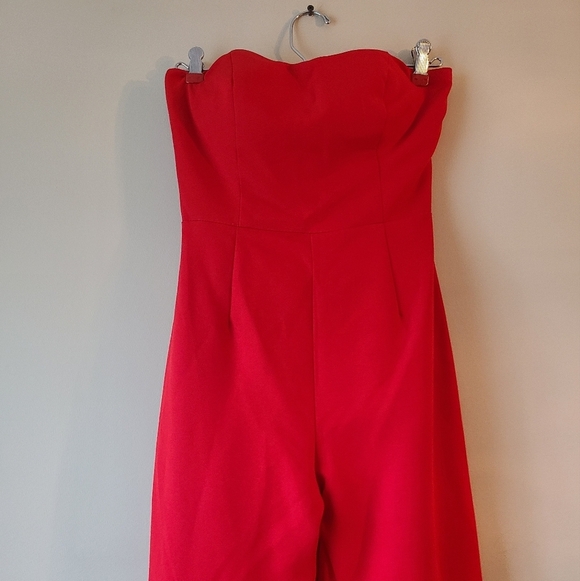 Lan Ting bride red  jumpsuit women's sz.XS Strapless - Picture 2 of 9